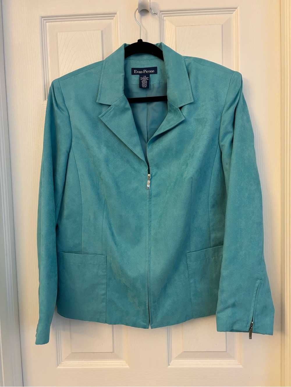 Evan Picone Teal Zip-Front Blazer Size 14